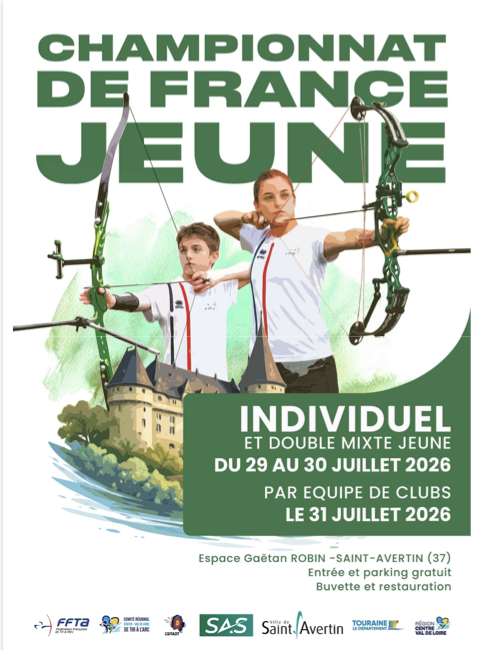 CHAMPIONNAT DE FRANCE JEUNE à SAINT AVERTIN  DU 29 AU 30 JUILLET 2026